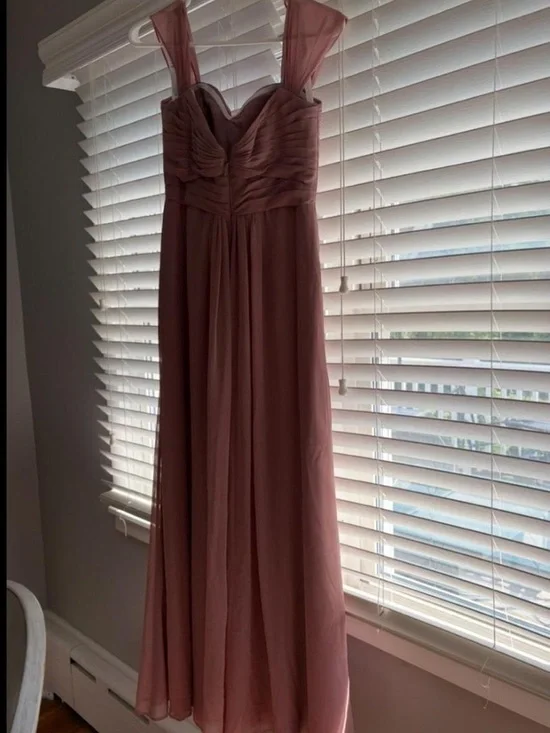Azazie Mauve One-Shoulder Evening Gown with Side Slit - Picture 4 of 6